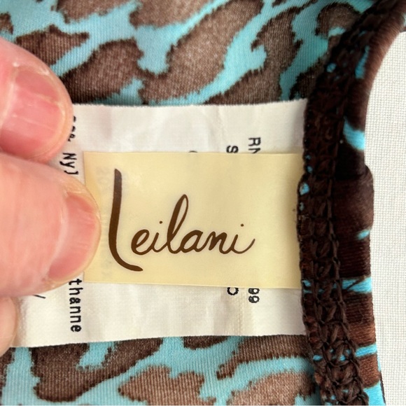 Leilani One Piece Animal Print Geometric Wood Beads Swim Suit - Picture 9 of 13